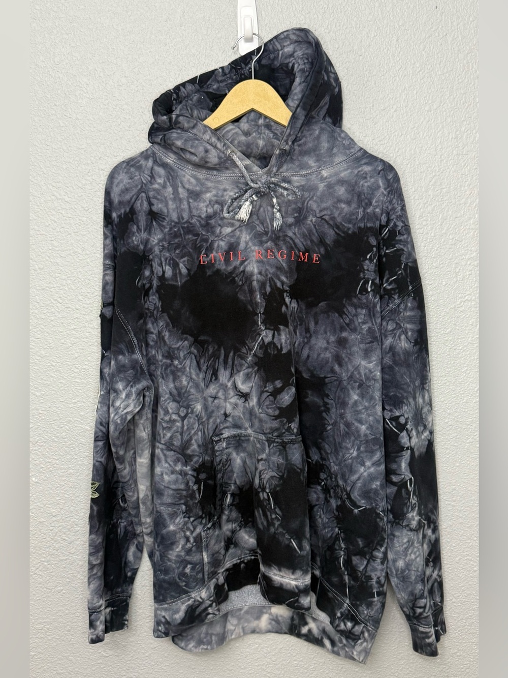 CIVIL REGIME | Lighting /Night Fog Wash Hoodie | Floral Accents | Size XL - Picture 2 of 5